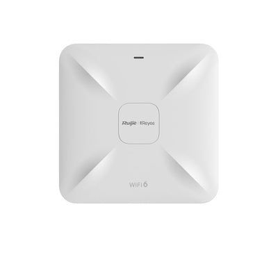 Ruijie Reyee RG-RAP2260(E) AX3200 Wi-Fi 6 ceiling mount access point in matte white, showing top sleek dome profile for modern office installation.