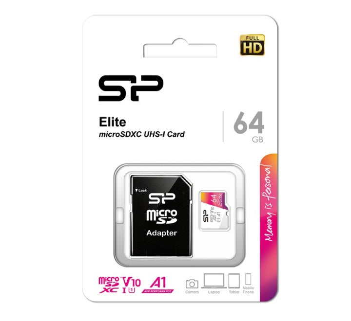 Silicon Power 64GB UHS-I A1V10 With Adapter, Flash Memory Cards, Silicon Power - ICT.com.mm