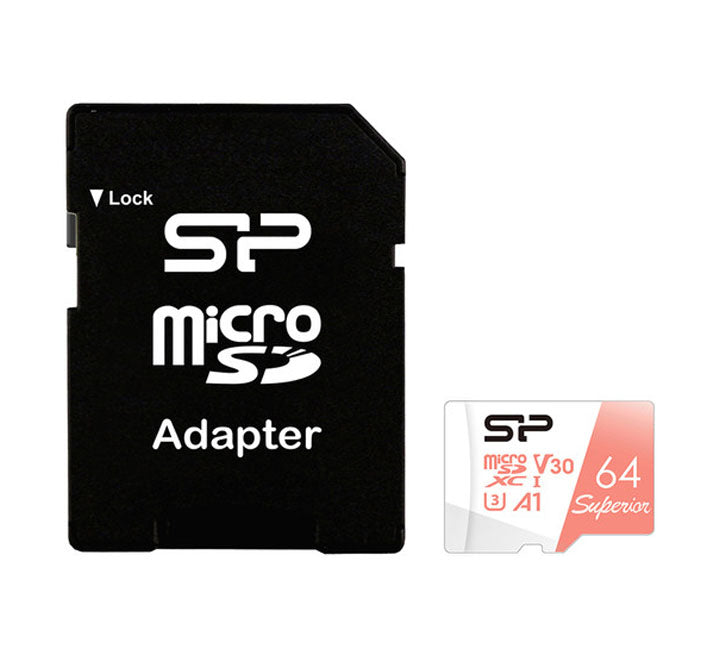 Silicon Power 64GB Superior Micro SD U3 A1V30, Flash Memory Cards, Silicon Power - ICT.com.mm