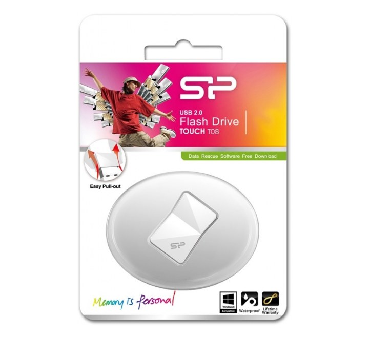 Silicon Power Touch T08 Flash Drive White (8GB), USB Flash Drives, Silicon Power - ICT.com.mm