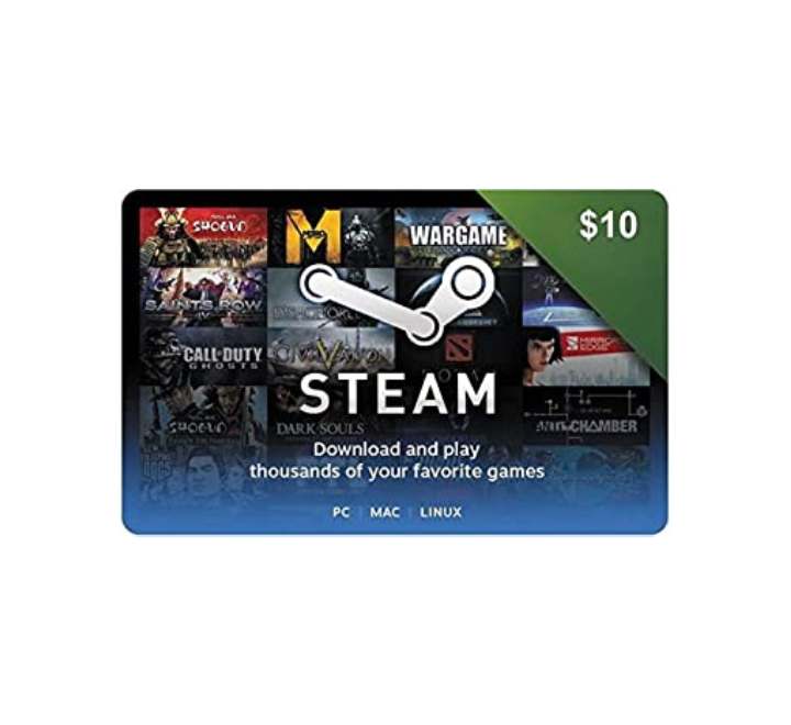 Steam Wallet Gift Card-$ 10 USD, Gaming Gift Cards, STEAM - ICT.com.mm