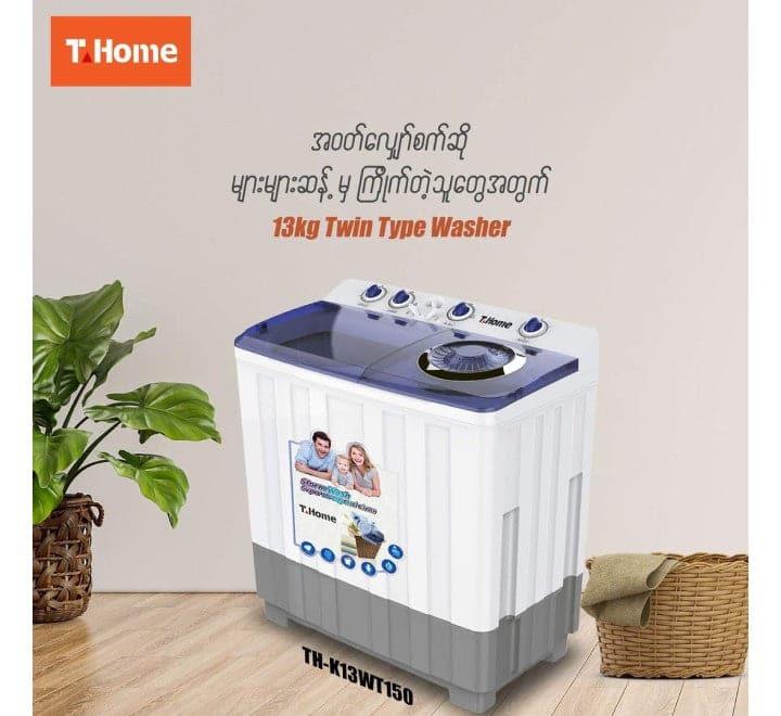 T-Home 13Kg Twin Tub Washine Machine (TH-K13WT150), Washer, T-Home - ICT.com.mm