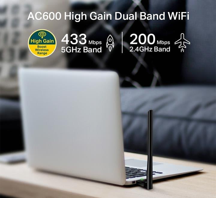 TP-Link AC600 High Gain Wireless Dual Band USB Adapter (Archer T2U Plus), Wireless Adapters, TP-Link - ICT.com.mm