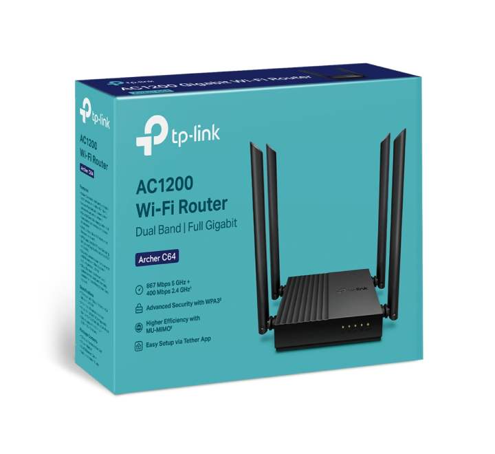 TP-Link AC1200 Wireless MU-MIMO WiFi Router (Archer C64), Wireless Routers, TP-Link - ICT.com.mm
