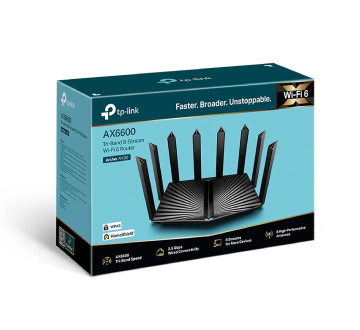 TP-Link AX6600 Tri-Band Wi-Fi 6 Router (Archer AX90), Wireless Routers, TP-Link - ICT.com.mm