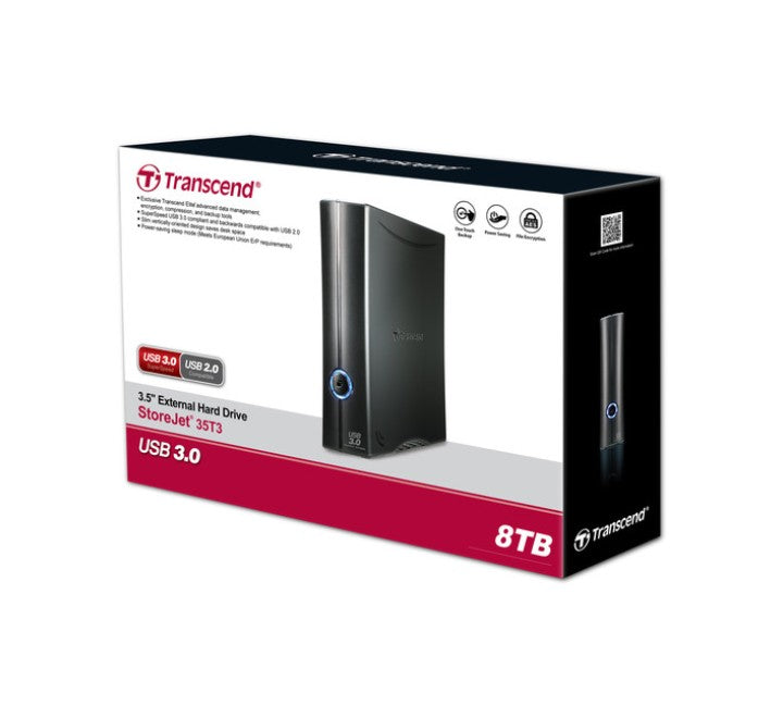 Transcend 8TB StoreJet 35T3 External Hard Drive (Black), Desktop External HDDs, Transcend - ICT.com.mm