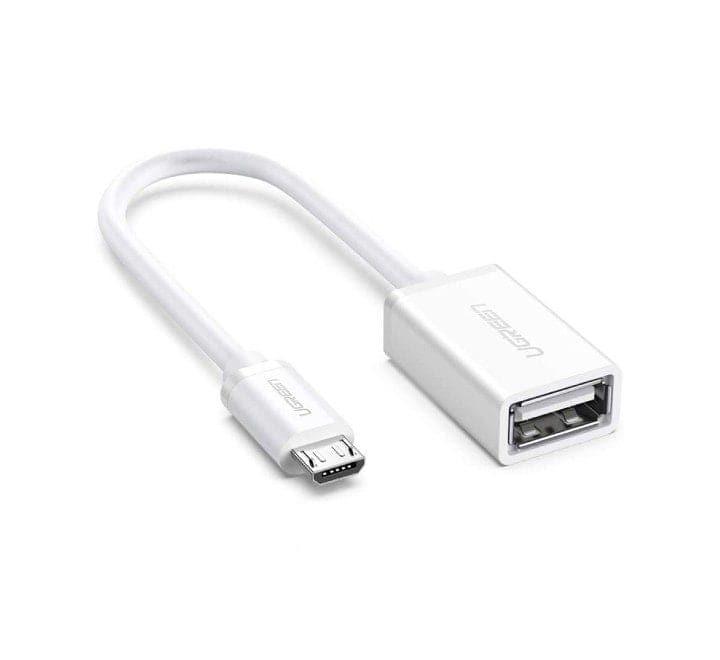 UGREEN Micro USB Male to USB-A Female Cable with OTG Nickel Plating 15cm (White) US133-10822, Adapters, UGREEN - ICT.com.mm