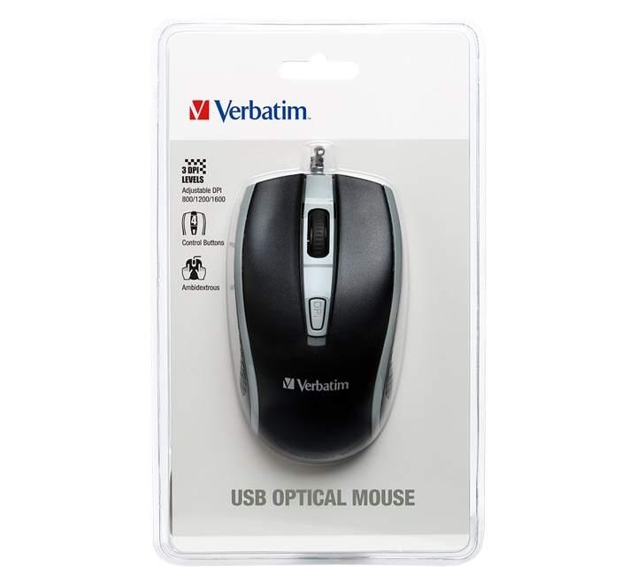 Verbatim Wired Optical Mouse 66513 (Black), Mice, Verbatim - ICT.com.mm