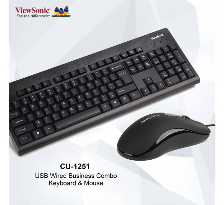 ViewSonic CU-1251 Wired Keyboard And Mouse Combo, Home & Office Keyboards, ViewSonic - ICT.com.mm