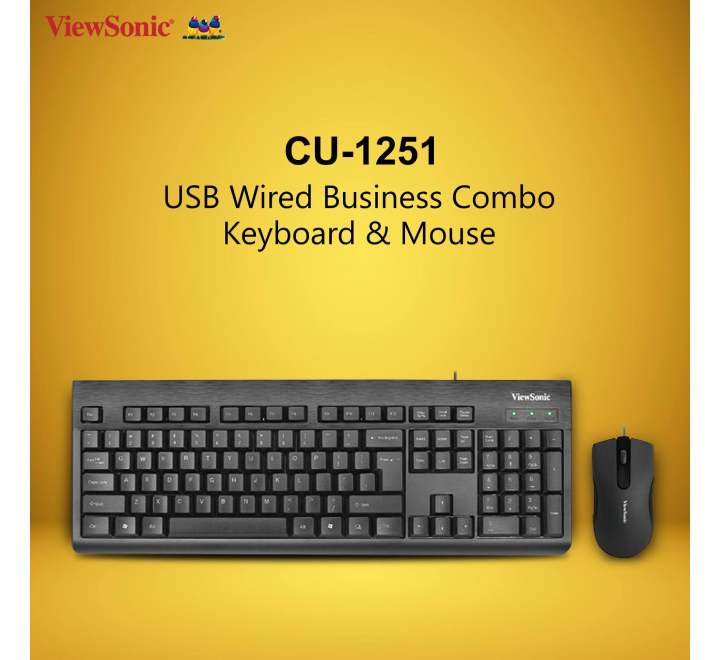 ViewSonic CU-1251 Wired Keyboard And Mouse Combo, Home & Office Keyboards, ViewSonic - ICT.com.mm