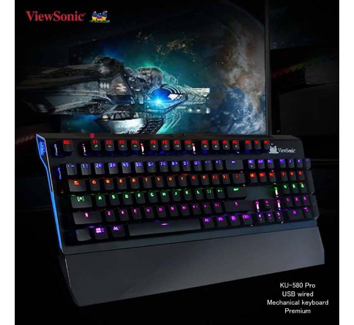ViewSonic KU-580 Pro Premium USB Wired Mechanical Keyboard, Home & Office Keyboards, ViewSonic - ICT.com.mm