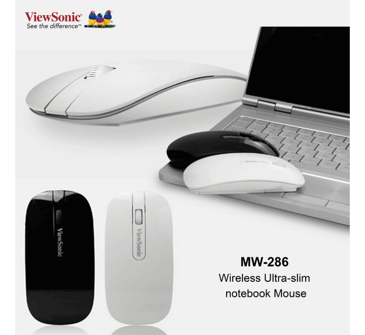 ViewSonic MW-286 Wireless Ultra-Slim Notebook Mouse (White), Mice, ViewSonic - ICT.com.mm