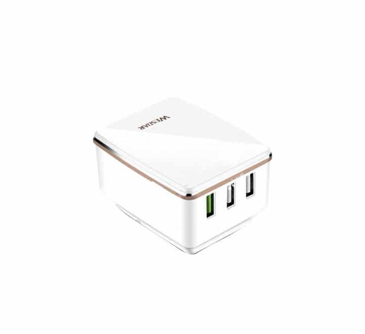 Wesdar AC-8 Triple Port USB Charger (White), Adapter & Charger - Mobile, Wesdar - ICT.com.mm