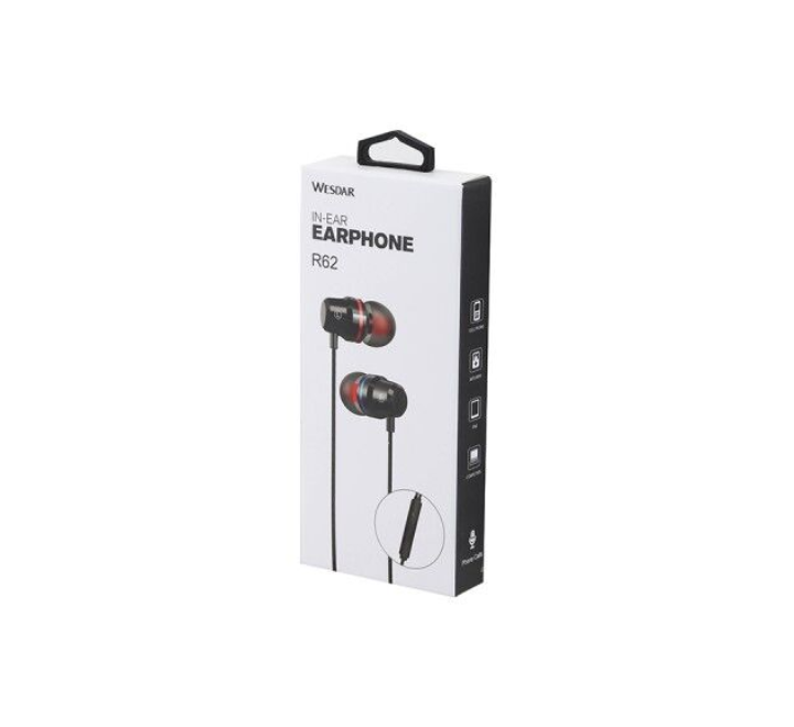 Wesdar R62 In-Ear Earphone (Black), In-ear Headphones, Wesdar - ICT.com.mm