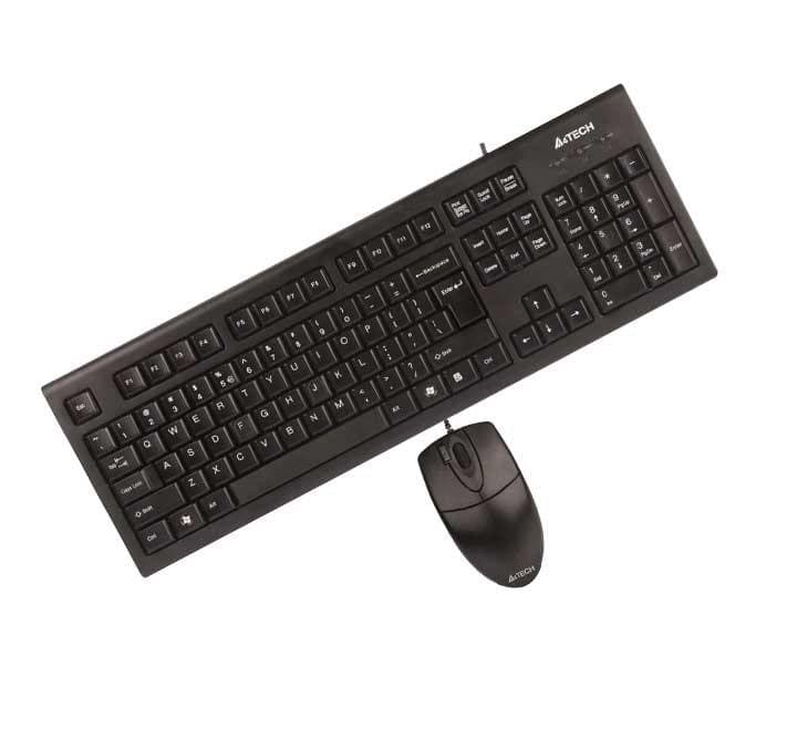A4Tech Wired Combo Mouse and Keyboard KRS8520D (Black), Keyboard & Mouse Combo, A4Tech - ICT.com.mm