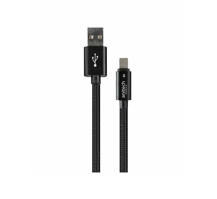 Anitech D225 iPhone and Android USB Cable (Black), USB-C Cables, Anitech - ICT.com.mm
