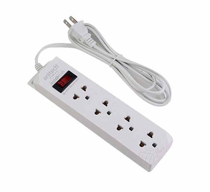 Anitech H100 Power Strip (White), Power Boards, Anitech - ICT.com.mm