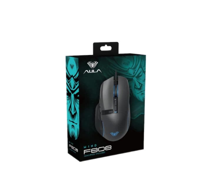 AULA F808 Wired Optical Mouse With 10 Keys (Black), Gaming Mice, AULA - ICT.com.mm