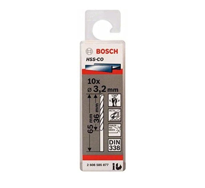 BOSCH Metal Drill Bits HSS-Co 135 (3.2mm), Tool Accessories, BOSCH - ICT.com.mm