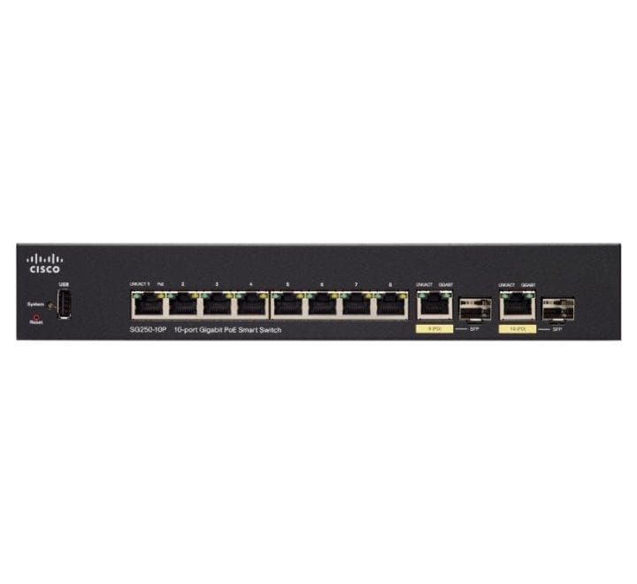Cisco SG250-10P-K9-EU 10-Port Gigabit PoE Smart Switch, Routers & Switches, Cisco - ICT.com.mm