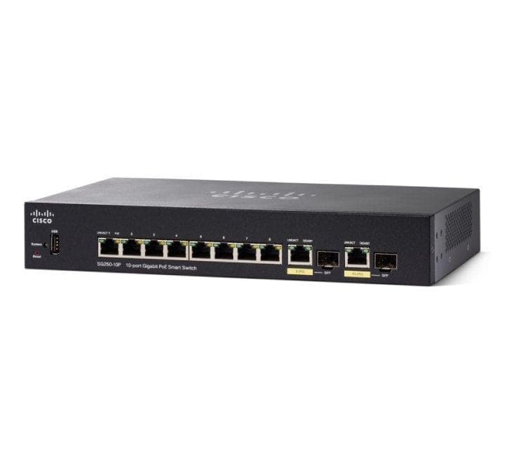 Cisco SG250-10P-K9-EU 10-Port Gigabit PoE Smart Switch, Routers & Switches, Cisco - ICT.com.mm