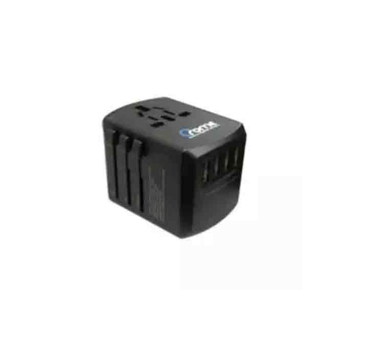Crome World Travel Adapter with 4 USB CS-T454U, Adapters, Crome - ICT.com.mm