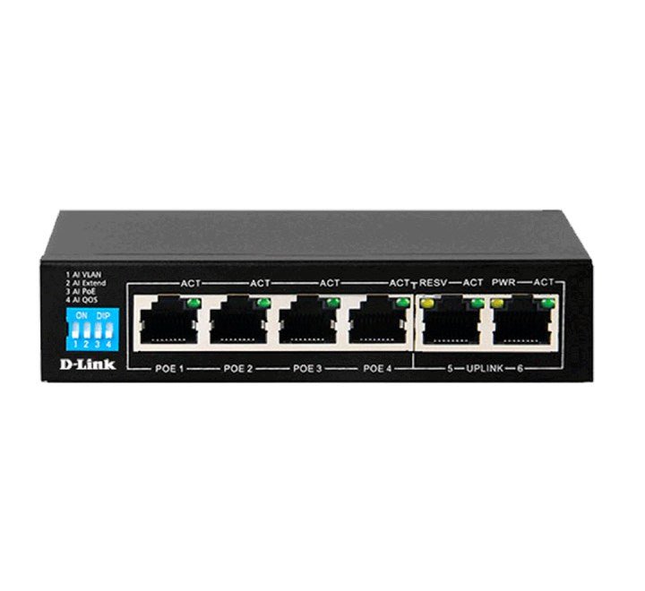 D-Link 6-Port Unmanaged PoE Switch DES-F1006P-E, Switches, D-Link - ICT.com.mm