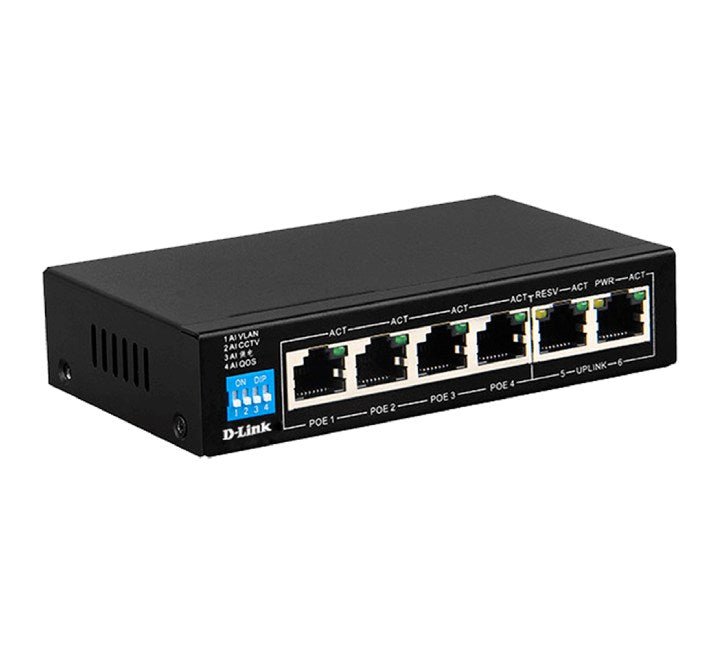 D-Link 6-Port Unmanaged PoE Switch DES-F1006P-E, Switches, D-Link - ICT.com.mm