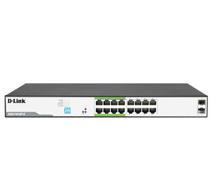D-Link DGS-F1018P-E 16GE PoE + 2 SFP Ports 250m PoE Switch, POE Switches, D-Link - ICT.com.mm