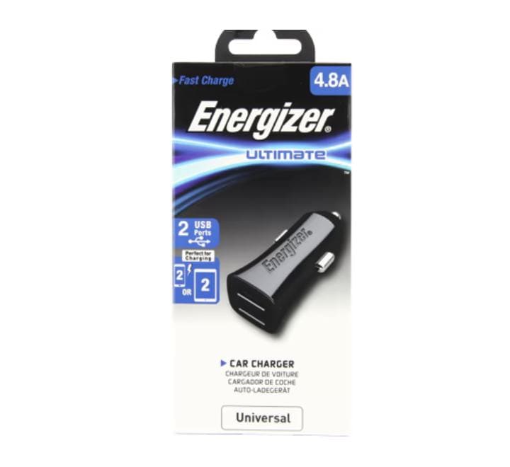 Energizer DCA2DUBK3 UL 2 USB Car Charger (Black), Car Chargers, Energizer - ICT.com.mm