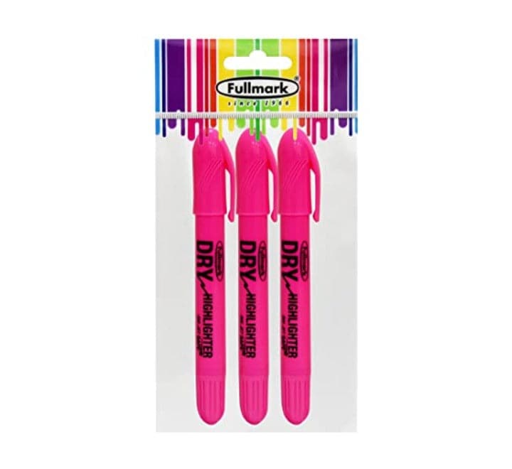 Fullmark 3Pcs Dry highlighter (Pink), Pen & Pencils, Fullmark - ICT.com.mm