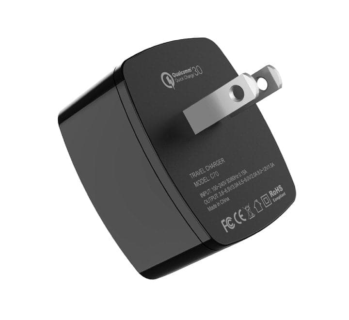 Hoco C70 Cutting-Edge Single USB Port Set With Type-C Cable (Black) - ICT.com.mm