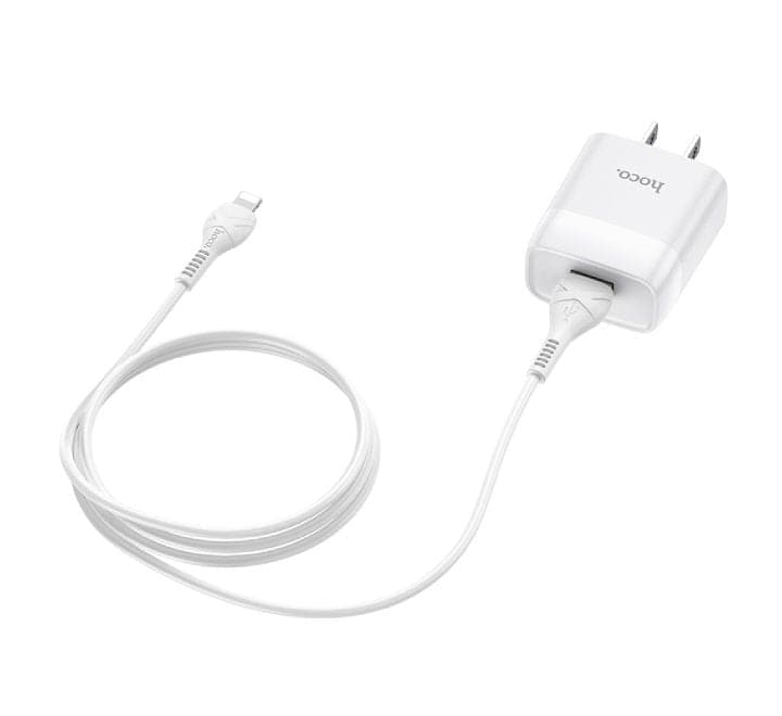 Hoco C72 Glorious Single USB Set With Lightning Cable (White) - ICT.com.mm