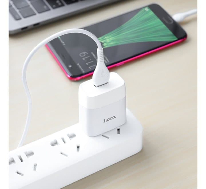 Hoco C72 Glorious Single USB Set With Micro-USB Cable (White) - ICT.com.mm