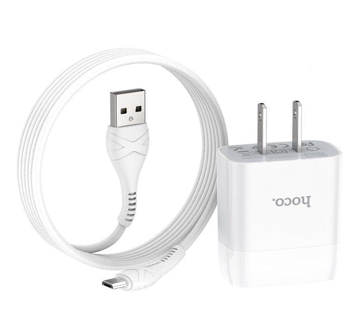 Hoco C72 Glorious Single USB Set With Micro-USB Cable (White) - ICT.com.mm