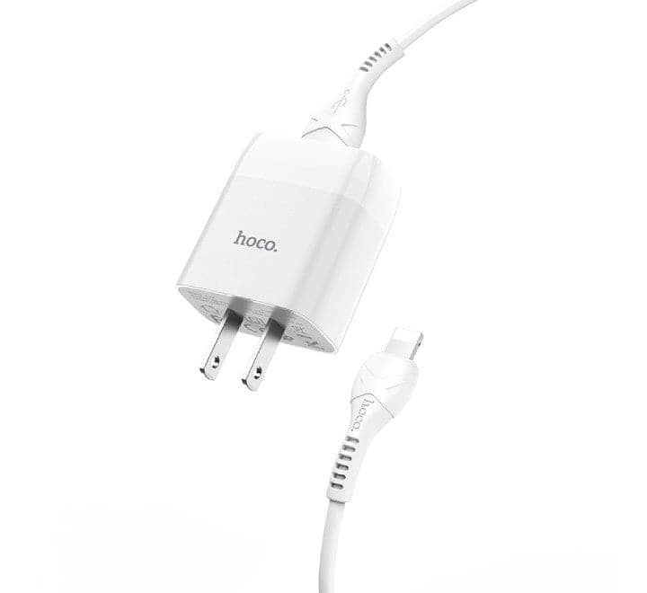 Hoco C73 Glorious Dual USB Set With Lightning Cable (White) - ICT.com.mm