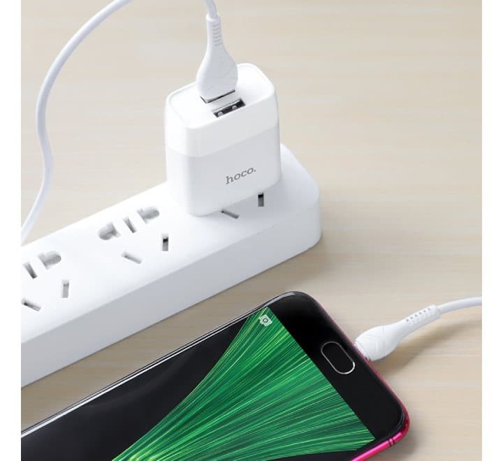 Hoco C73 Glorious Dual USB Set With Lightning Cable (White) - ICT.com.mm