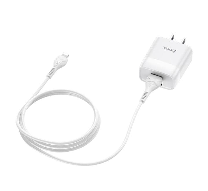 Hoco C73 Glorious Dual USB Set With Lightning Cable (White) - ICT.com.mm