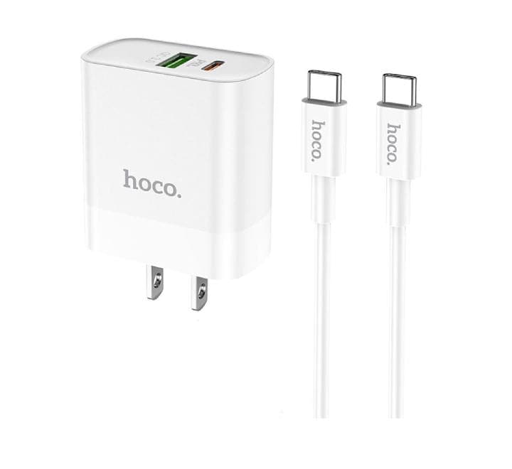 Hoco C80 Rapido PD+QC3.0 Plug Set With Type-C To Type-C Cable (White) - ICT.com.mm
