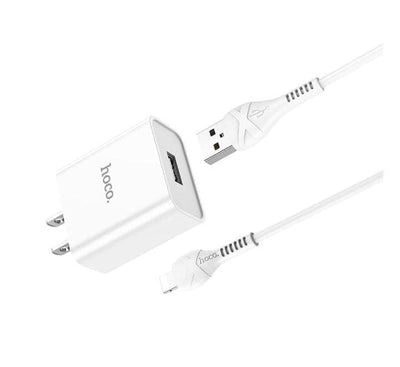 Hoco C81 Asombroso Plug Set With Lightning Cable (White) - ICT.com.mm