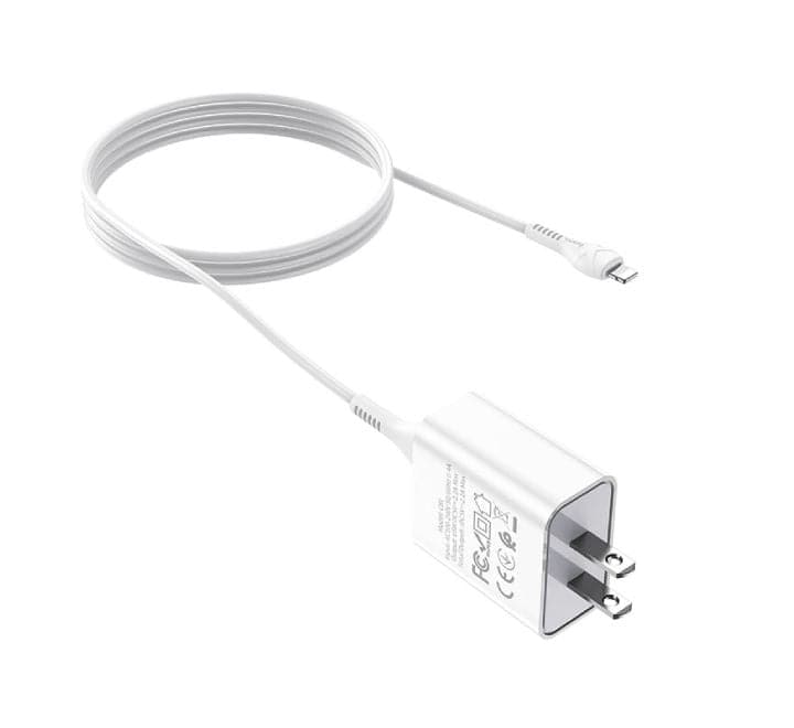 Hoco C81 Asombroso Plug Set With Lightning Cable (White) - ICT.com.mm