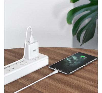 Hoco C81 Asombroso Plug Set With Lightning Cable (White) - ICT.com.mm