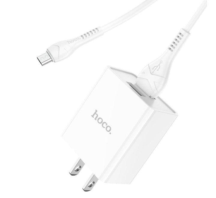 Hoco C89 Light Road Dual Port US Set With Micro-USB Cable (White), USB Chargers, Hoco - ICT.com.mm