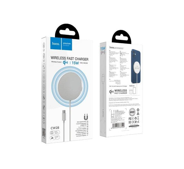 Hoco CW28 Original Series Magnetic Wireless Fast Charger (White)-29, Wireless Charger, Hoco - ICT.com.mm