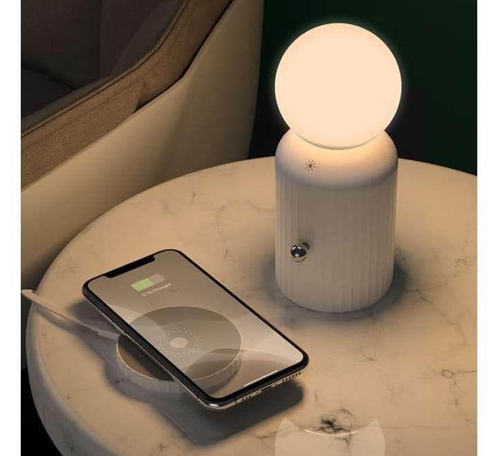 Hoco H8 Jewel Night light With Wireless Charger (White), Wireless Charger, Hoco - ICT.com.mm