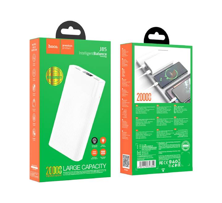 Hoco J85 Wellspring 20000mAh Power Bank (White) - ICT.com.mm