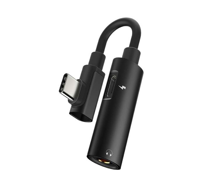 Hoco LS19 Adapter Type-C To 3.5mm 2-In-1 Audio Converter (Black) - ICT.com.mm
