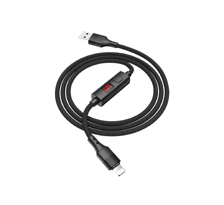 Hoco S13 Central Control Timing Charging Data Cable For Lightning (Black) - ICT.com.mm