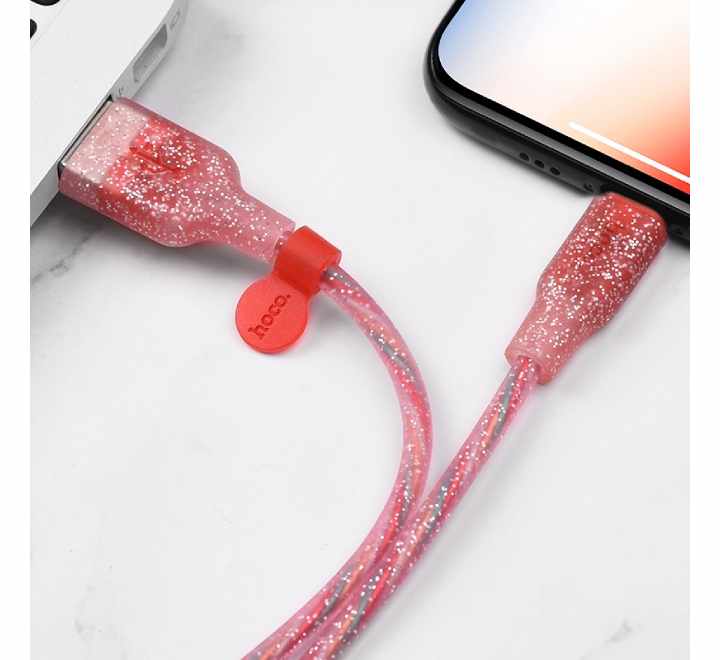 Hoco U73 Star Galaxy USB To Lightning Silicone Charging Data Cable (Pink)-29 - ICT.com.mm