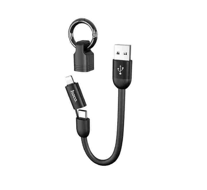 Hoco U87 Cool 2-in-1 Lightning/Type-C Silicone Charging Cable (Black)-29 - ICT.com.mm